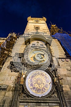 Prague clock by night