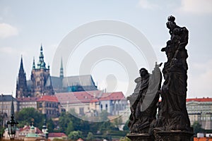 Prague, Czech Republic, 5th. May, 2011 : View on Castle District - Statues