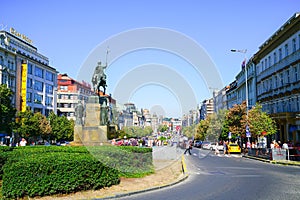 Wenceslas Square public center in European city of Prague.