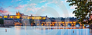 Prague, Czech Republic Charles Bridge and Hradcany with St Vitus Cathedral