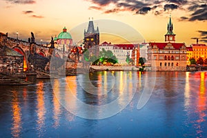 Prague, Czech Republic - Charles Bridge and Stare Mesto oldtown