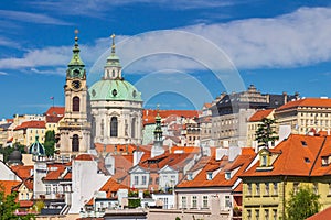 Prague Czech Republic, city skyline at old town and St. Nicholas Church, Czechia