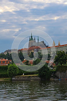 Prague, Czech Republic - July 9, 2011: View of Prague castle from Vltava river