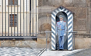 Prague castle, Matthias Gate entrance protected by guard