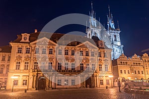 Prague National Gallery Narodni galerie Praha at night