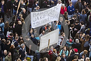 PRAGUE, CZECH REPUBLIC - MAY 15, 2017: Demonstration on Prague Wenceslas square against the current government and Babis