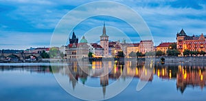 Prague Czech Republic, panorama night city skyline