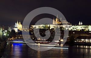 Prague Czech Republic panoramic view Charles Bridge Vltava River