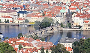 Prague Czech Republic panoramic view and the famous Charles bri
