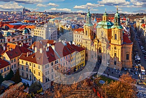 Prague, Czech Republic. Saint Nicholas Cathedral at central Old