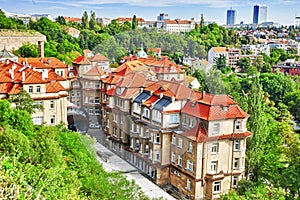 PRAGUE, CZECH REPUBLIC- SEPTEMBER 12, 2015: Historical and ordinary views of Prague, architectural, street, life of the Czech cap