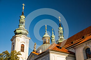 Prague, Czech republic - September 19, 2020. Towers of the Brevnov Monastery photo