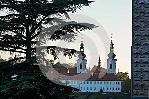 Prague, Czech republic - September 19, 2020. Towers of the Brevnov Monastery photo