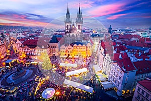 Prague, Czech Republic. Vanocni Trhy, Christmas Market in Stare Mesto old square photo