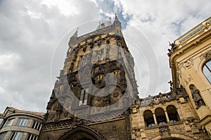 Prague, Czech Republic: View of The Powder Tower and the Municipal House