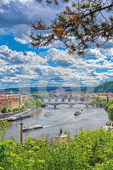 Prague, Czech Republic and the Vltava River from Letna Gardens
