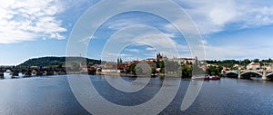 View of the Vltava River and Prague Castle and city