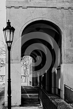 Prague - external corridor of old house photo