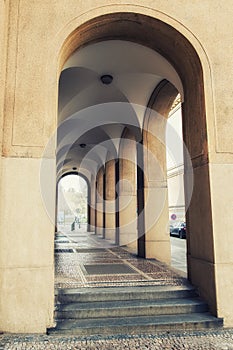 Prague - external corridor of old house photo