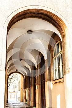 Prague - external corridor of old house photo