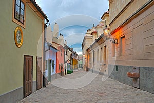 Prague. Golden Lane at twilight