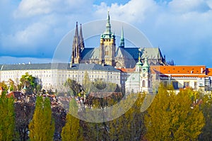 Prague, hill Hradschin with Veits Cathedral, Czech Republic