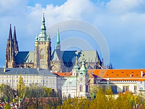 Prague, hill Hradschin with Veits Cathedral, Czech Republic