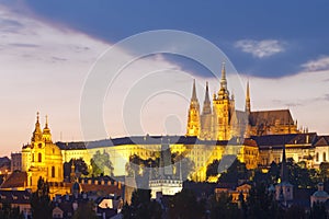 Prague - hradcany castle at dusk