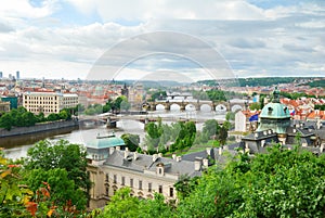 Prague and its multiple bridges across Vltava river