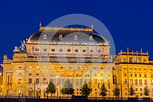 Prague, National Theatre in night. Czech Republic