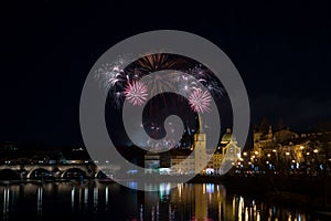 Prague New year`s fireworks 2018