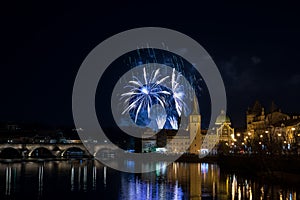 Prague New year`s fireworks 2018