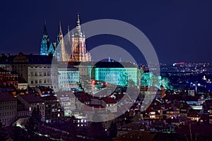 Prague at night, the capital, Hradcany