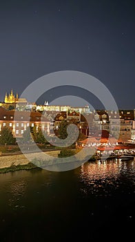 Prague at night. Night lights. Architecture