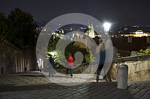 Prague night scene from castle