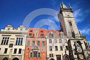 The Prague old City Hall and Astronomical clock Orloj at Old Tow