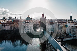 Prague in the Old Town. Czech Republic Charles Bridge over Vltava river