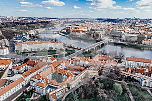 Prague in the Old Town. Czech Republic Charles Bridge over Vltava river. View of Prague