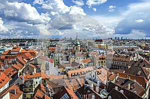 Prague Old Town Square and Church of Mother of God before Tyn in Prague, Czech Republic.