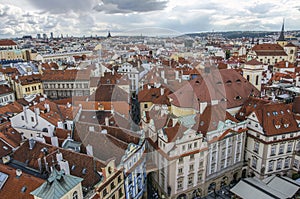 Prague Old Town Square and Church of Mother of God before Tyn in Prague, Czech Republic.