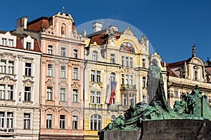 Prague, Old Town Square with Jan Hus memorial