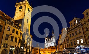 Prague Old Town Square Stare Mesto historical city centre. Astronomical Clock