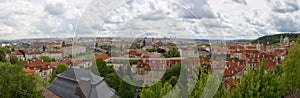 Prague panorama city skyline and Charles Bridge