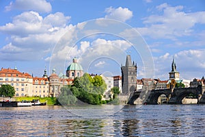 Prague panorama city skyline and Charles Bridge, Prague, Czech Republic