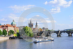 Prague panorama city skyline and Charles Bridge, Prague, Czech Republic