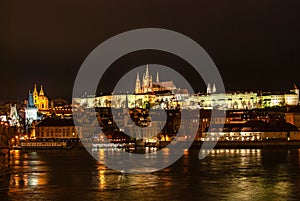 Prague panorama night scene