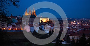 Prague, panoramic view at night
