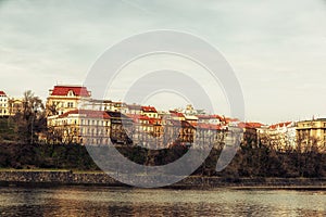 Prague - Podoli Quarter as seen from the Vltava River.