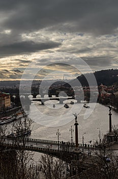 Prague river and charles bridge