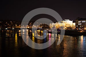 Prague river by night